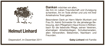 Traueranzeige von Helmut Linhard von Pegnitz-Zeitung